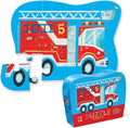 Crocodile Creek 12-Piece Mini Jigsaw Puzzle - Fun Floor Puzzles for Kids Ages 2-4 and Up - Heavy-Duty Shaped Box for Storage - Fire Truck - 12" x 9" Finished
