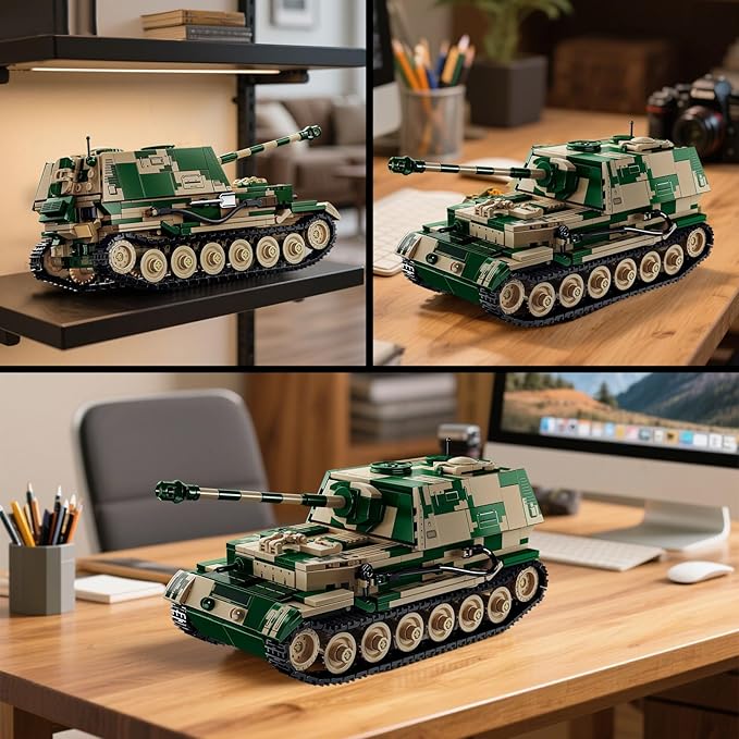 Elefant Tank Destroyer Building Set for Adults-Compatible with Lego Military, Collectible Army Model, Gift Ideal for Military Enthusiasts (826 PCS)
