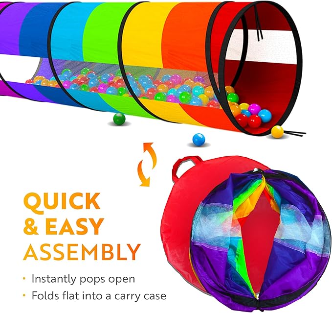 Extra-Large Play Tunnel for Toddlers 1-3 Years – Pop-Up Baby Crawl Tube, Sensory Activity, Indoor & Outdoor Kids Toy, Collapsible for Easy Storage
