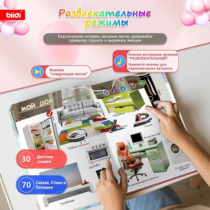 Russian Sound Books,Rechargeable Interactive Talking Book for Kids,Russian Autism Learning Book, 800+ Sounds,15 Topics of The World Around You