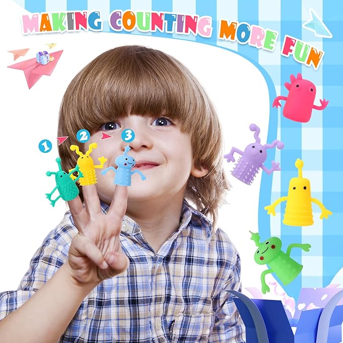 80 PCS Finger Puppets Toys Cute Monster Finger Puppets Soft Rubber Stretchy Fidget Doll Toys for Role Playing Birthday Kids Party Favors, 14 Random Styles