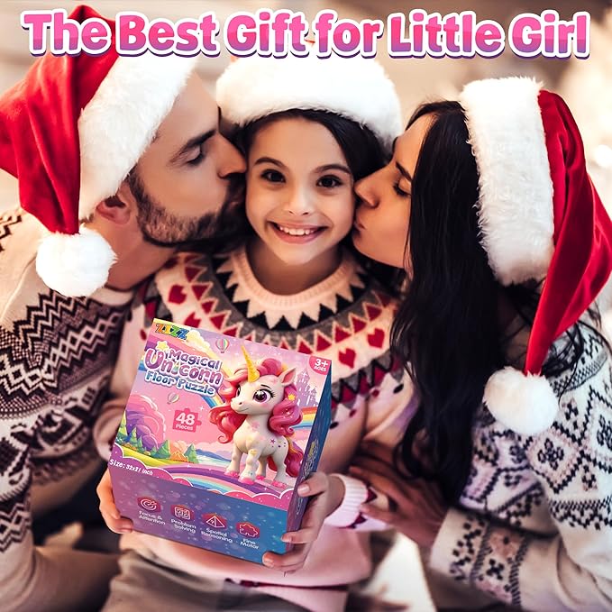 ZIZZ Unicorn Floor Puzzles for Kids Ages 3-5, 4-8 Years Old - Giant 48 Pieces Jigsaw Puzzles for Kids Ages 4-6 - Unicorn Toys for Girls - Puzzles for Toddlers - Girl Gifts for Birthday Christmas