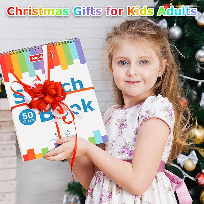3-Pack 50 Sheets 9" x 12" Sketch Book, Spiral Bound Art Sketchbook, Bulk School Supplies for Kids, Acid Free Artist Easel Drawing Paper Pad for Drawing Painting Writing Sketching
