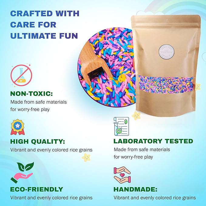 Colored Rice in Vibrant Colors, Sensory Bin Filler, Rainbow Rice for Art & Craft, Creative Learning & Color Perception, Non-Toxic, Safe for Kids & Pets, Made in The USA 2 LBS (Mix-2)