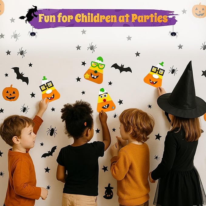 4E's Novelty Halloween Crafts for Kids (12 Pack) Goofy Candy Corn Magnet Foam Craft Kit - Bulk Fall Arts and Crafts for Toddlers, Halloween Classroom Activities for Party