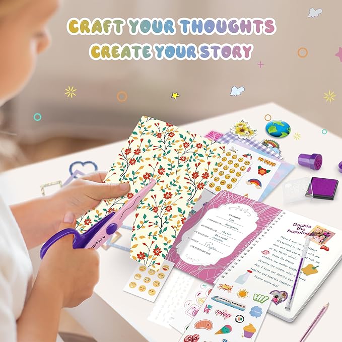 PERRYHOME 2-Pack DIY Journal Kit for Girls - 200+Pcs Journal Set for Tween & Teen Girls, Journaling Art & Crafts Kits, Ideal Gifts for 8 9 10 11 12 13 14 Year Old Girl, Scrapbook & Diary Supplies Set