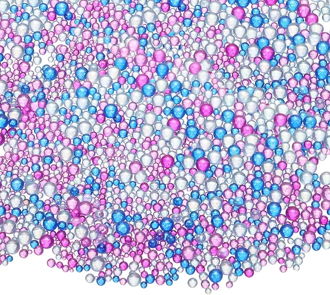 Iridescent Glass Tiny Bubble Beads, 0.4-3mm 10g No Hole Micro Mini Round Bluish Purple Water Droplets Beads - Applications: for Resin Filler, Nail Art, Dollhouse Bath Tub