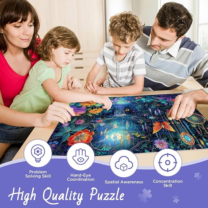 500 Piece Puzzles for Adults, Magical Forest Puzzle 500 Pieces Jigsaw Puzzle for Adult Kids Elderly,Glow Flower Butterfly Adult Jigsaw Puzzle Family Challenging Game Home Decor 20.5x15 in