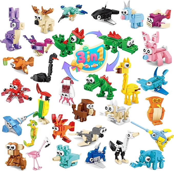 30 Pack Mini Animal Building Blocks Party Favors for Kids with 90 Models,Classroom Prizes,Birthday Gifts,Easter,Christmas,Valentine's Day Toys for Boys Girls Ages 6+