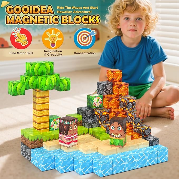 Magnetic Blocks - 120PCS 1“ Magnetic Building Blocks Kids Toys for Age 3-5 4-8 5-7 8-12, Stacking Mine Magnet World Craft Cubes for Kids, Educational Toys Christmas Birthday Game Gifts for Boys Girls