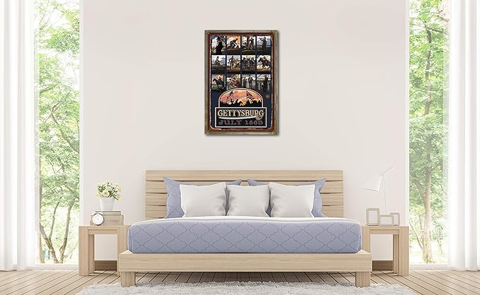 Northwest Art Mall Gettysburg Civil War Collage Rustic Metal Print on Reclaimed Barn Wood from Original Travel Artwork by Artist Paul A. Lanquist 24" x 36"