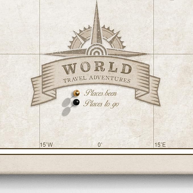Canvas World Map with Cork Pin Board - English Lettering - Decorative Wall Decoration for All Rooms - Canvas Pictures with World Map Motif (120x80 cm, Pattern 23)
