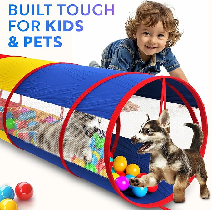 Playz Extra-Large Play Tunnel for Toddlers 1-3 Years – Pop-Up Baby Crawl Tube, Sensory Activity, Indoor & Outdoor Kids Toy, Collapsible for Easy Storage