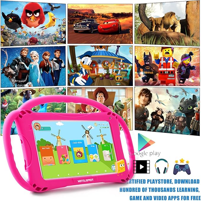 TOPELOTEK Kids Tablet 7 inch Toddler Tablet for Kids 3-7 WiFi Android 32GB Kids Tablets Kids Learning Educational APP Pre-Installed YouTube Netflix Parental Control Kid-Proof Case