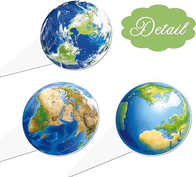 48pcs Earth Globe Cupcake Toppers Earth Day Party Decorations Globe World Map Theme Cake Cupcake Picks for Travel Around The World Birthday Party Earth Day Baby Shower Supplies