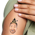 Big Dot of Happiness Custom Photo Adult Happy Birthday - Gold - Birthday Party Favors - Fun Face Temporary Tattoos - Set of 12