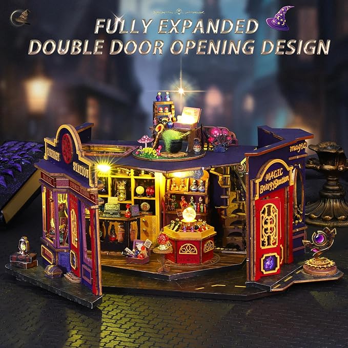 Mostop DIY Miniature House Kit - Magic Tiny House Kit with Open-able Door - Mini House Building Kit for Adults Teen - Wooden Dollhouse Miniature Kit - Creative Craft Book Nook Birthday Gift