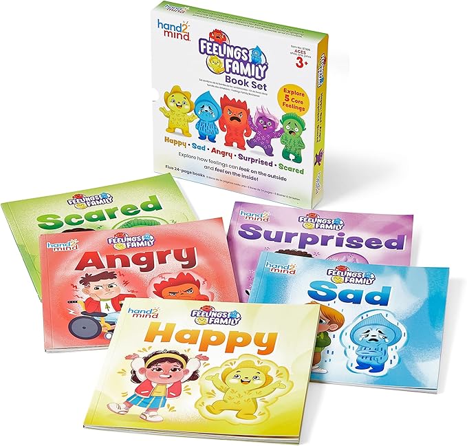 hand2mind Feelings Family Core Emotions Book Set, Social Emotional Books for Kids, Calm Down Corner Supplies, Calming Corner Items Kids, Toddler Learning Activities, Preschool Classroom Must Haves