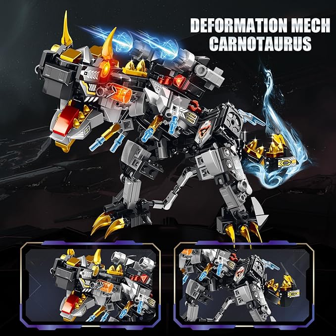 STEM 2 in 1 Carnotaurus Dinosaur Building Kits, Compatible with Dinosaur Set, Transforming Mech Robot Building Sets for Adults, Educational Gift Toy for Kids Boys 6-10 (507 PCS)