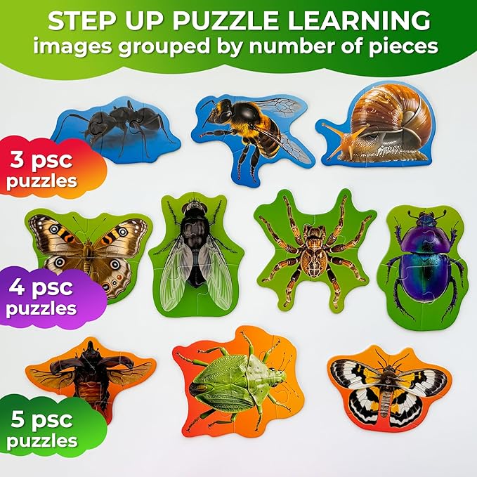 QUOKKA Toddler Puzzles Ages 2-4 - Large Floor Puzzles for Kids 3-5 - 8 Realistic Animal Shapes | Extra Thick Cardboard | Preschool Learning Game - 40 Big Piece Gift for Toddlers 1-3 Years Old