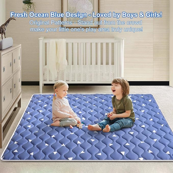 Baby Play Mat for Floor 71" X 59", Premium Thicken Foam One-Piece Crawling Mat, Extra Large Non-Slip Cushioned Activity Playmats for Babies, Toddlers, Infants, Play & Tummy Time