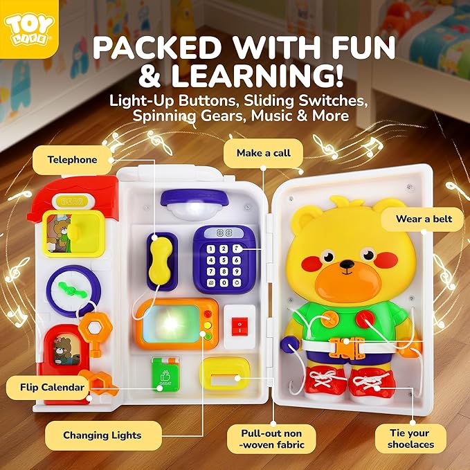 TOY Life Montessori Busy Board for 1-2 Year Old, 20‑in‑1 Baby Musical Toddler Toys, Fine‑Motor & Early Educational Baby Montessori Toys for Toddler 1‑3 Year Old Boys Girls Birthday Gift