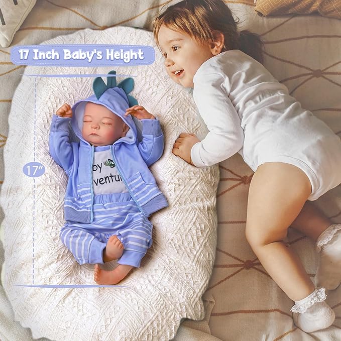 ADFO Reborn Baby Dolls Girl Realistic, 20 inch Lifelike Realistic Girl Newborn Real Life Baby Girl Dolls Soft Vinyl and Cloth Body with Clothes and Toy Gift for Kids Age 3+