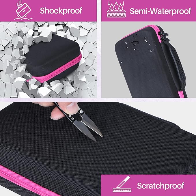 Storage Case Compatible with Leapfrog LeapPad Academy/LeapPad Ultimate/Epic Academy Edition 7-Inch Touchscreen Learning Tablet (Black + Pink Case)