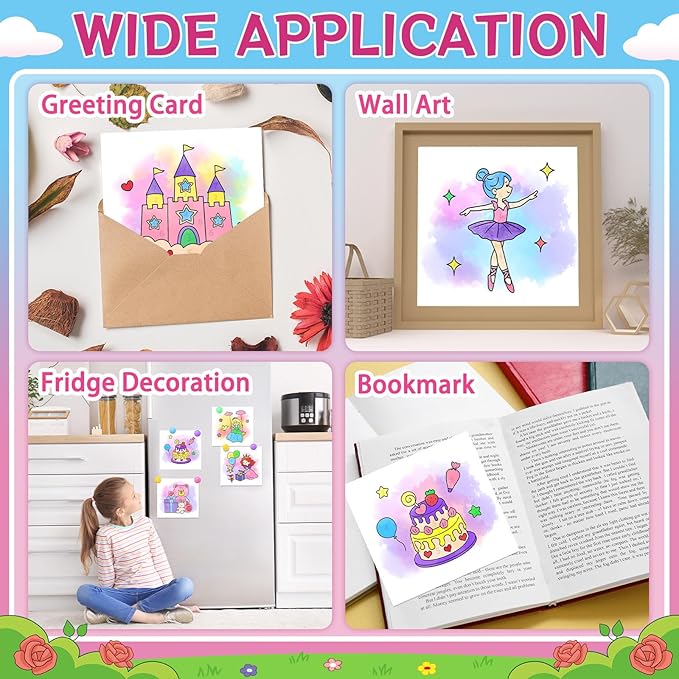 Paint with Water Coloring Books for Toddlers,Mess Free Watercolor Painting Papers for Kids Water Color Paint Kit Art Craft Birthday Gift for Ages 1-3, 4-8(Princess and Party)