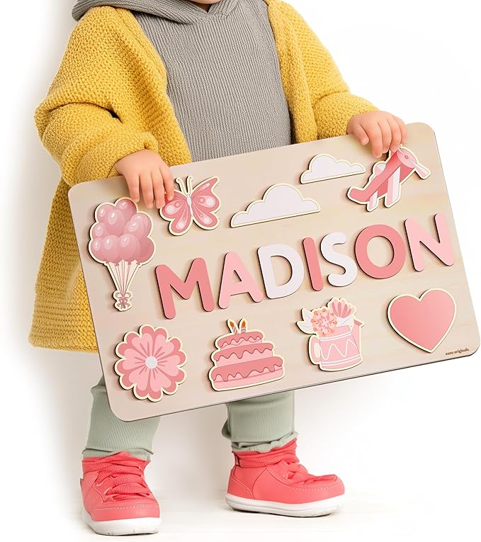 Busy Board, Name Puzzle for Toddlers, Personalized Gift, Gifts for 0 1 2 3 Years Old, Kid Gift, 1st, 0 3 6 9 12 18 24 36 Months
