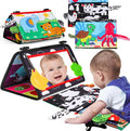 Baby Mirror Tummy Time Toys 0-6 Months with Crinkle Cloth Books Infant High Contrast Newborn Sensory Black and White Toy for 0-3 4 5 6 Months Must Haves Babies 3-6 6-12 Month Boy Girl