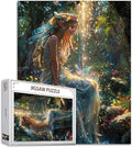 Tucocoo 1000 Piece Jigsaw Puzzles for Adults Angels in Forest Garden Painting Jigsaw Puzzle Magical Glistening Fairy 1000 Pieces Puzzles Game Smile Girl Landscape Art Wall Decor DIY Craft Puzzle Gift