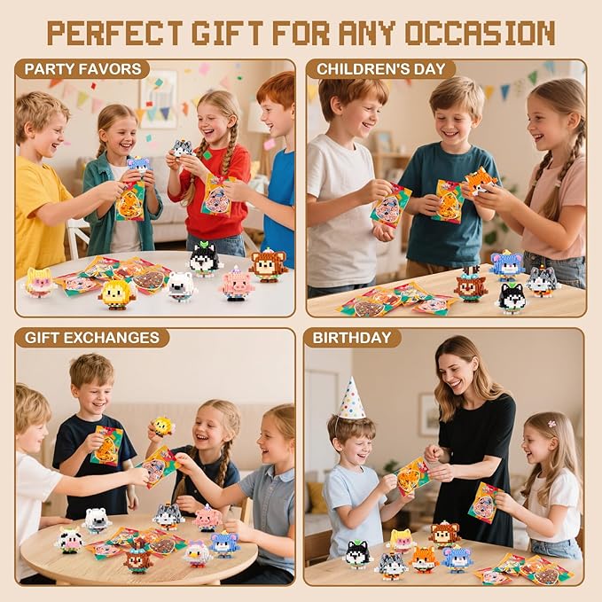 HIGH GODO 12Pack Mirco Mini Animals Party Favors Building Set, 2438PCS Cute Animals Set for Goodie Bag Stuffers Classroom Prizes, Gift for Kids Boys Girls 8+ (Not Compatible with Major Brand)