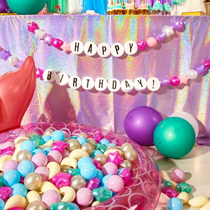 GOGOSO Ball Pit Balls Stars Moon Shapes Plastic Pitballs for Toddler Play Tent Baby Photo Props Kids Pool Water Toys Kiddie Pool Party Decor,Pearl Colors Mix,100pcs