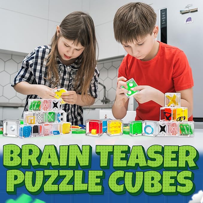 Bedwina Mini Cube Puzzle Box Set, 72-Pack Balance IQ Party Favor Games for Kids, Teens, Adults, 1.5 Inch Mini Games for Kids 3D Brain Teaser Maze Ball Puzzles Toy Stocking Stuffers Bulk