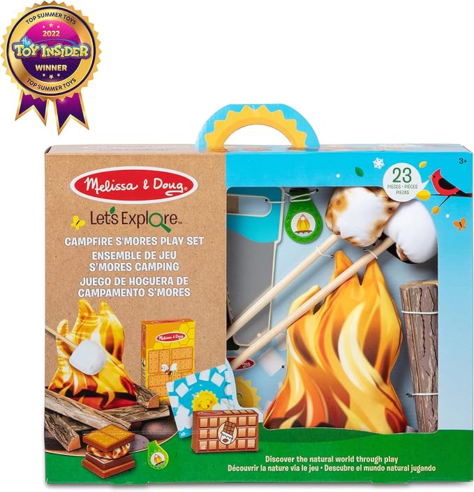 Melissa & Doug Let's Explore Campfire S’mores Set with Toy food & Kids Play Kitchen Accessories, Preschool Learning Toys for Girls & Boys 3+