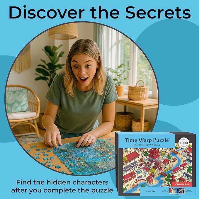 Time Warp Puzzle Mystery Jigsaw Puzzle 1000 Pieces for Adults Day Night Series - A Challenging, Difficult, Picture Changing Puzzle to Solve 26.625 x 19.25 in (Obon Festival)
