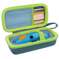 co2CREA Hard Case for 3Doodler Start+ Essentials (2024) 3D Pen Set - Storage Organizer with Custom Slots for Art Activity Set, Printing Filament Refill and USB Charger, Light Blue Case + Green Zipper