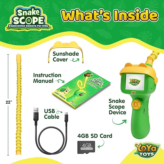 YoYa Toys Borescope Snake Camera with Light for Kids, Outdoor Educational STEM Science Toys for Boys & Girls Age 4,5,6,7,8,9,10, Camping Nature Exploration Activities, Great Adventure Birthday Gift