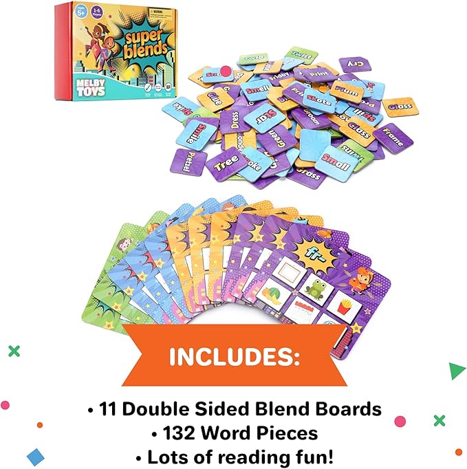 Super Blends Phonics Reading Game (22 Blends) - Phonics Games for Kids Ages 6-8, Reading Games for Emerging Readers, Best Reading Resources for Parents and Teachers