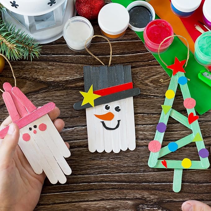 200 Piece Multicolor Popsicle Sticks - 4.5 Inch Natural Wood Craft Sticks for Waxing,Craft Project, Tongue Depressor,DIY Classroom Crafts,Woodcraft (Wood, Rainbow)