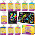 Party Favors for Kids 4-8-12: 24 Pack Scratch Rainbow Art Crafts Notebook, Coloring Book Goodie Bags Stuffers Kit, Bulk Birthday Gift Classroom Prizes Girl Boy Toddler