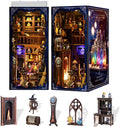 DIY Book Nook Kit Wooden Miniature Magic Potion House Kit 3D Wooden Bookends Miniature House Book Nook Kit for Adults Bookshelf Insert Decor with LED Lights Wood Crafts