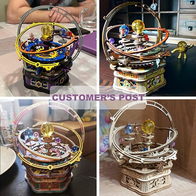 ROKR 3D Wooden Puzzles for Adults Mechanical Music Box-Starry Night, DIY Rotating Music Box Model Building Kits for Teens, DIY Crafts/Hobbies/Gifts Desk Decor for Boys Ages 14+ (Starry Night)