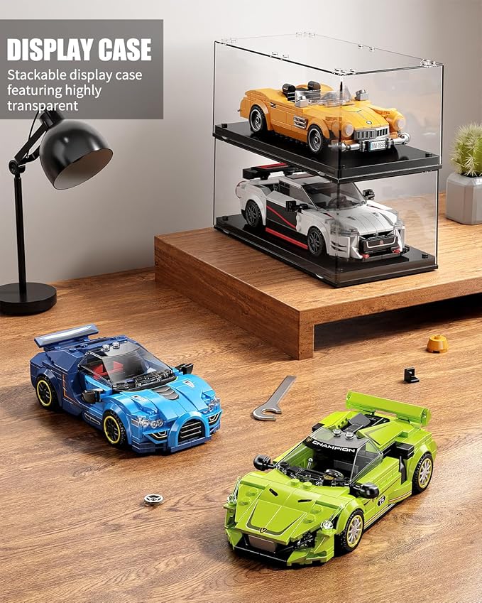 TGL TYCOLE Super Sports Car Building Block Set with Display Case,Speed Race Car Building Kits Construction Toy,Collectible Car Model,Christmas Birthday Gift for Adults and Kids 6 and up(323pcs)