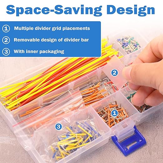 560pcs Breadboard Jumper Wires Kit - Preformed Wires (14 Lengths + 40 Each) with Precision Tweezer for Electrical DIY Experiments, Jumper Wires Male to Male 2 mm/0.08in-125 mm/4.9in