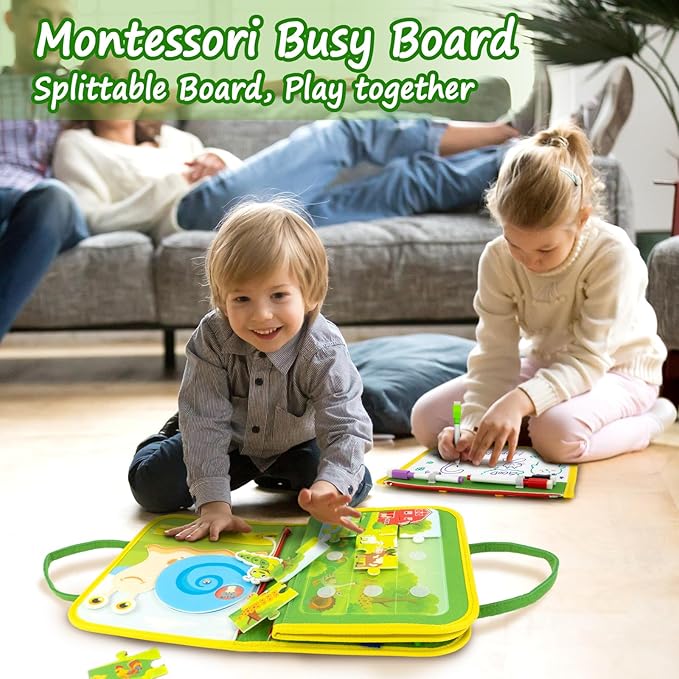Toddler Busy Board, Farm Busy Book Montessori Toys for 1 2 3 4 Year Old, Sensory Board Preschool Learning Toy Activity Books Birthday for Girls Boys, Travel Toys for Airplane Car