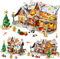3 Style Christmas Gingerbread House Building Set with Lights - 2025 Christmas Castle Village Building Block Toy with Santa Claus Xmas Tree Train Gifts for Adults Kids Girls Boys Ages 6+ (1477PCS)