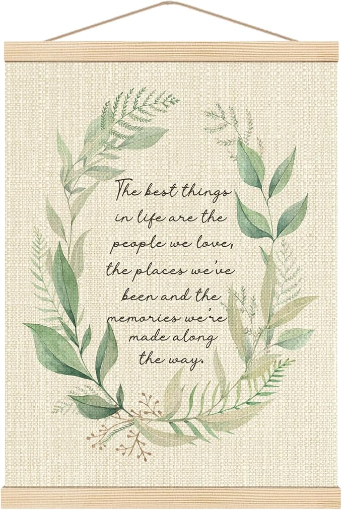 Boat Wades Sage Green Botanical Inspirational Wall Art Poster Hanger Frame, Motivational the Best Things in Life Are the People We Love Hanging Wall Decor for Home Bedroom Office, 12x16 Inch