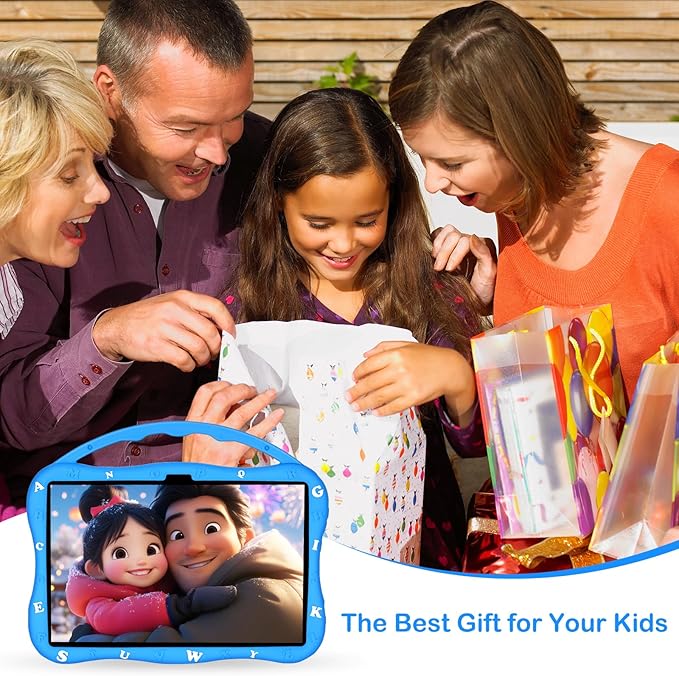 Kids Tablet, 10.1 inch Tablet for Kids 3-10, Educational Learning Toddler Tablet Android 14, 8GB RAM+64GB ROM Storage, 5G WiFi, Baby Girl boy Gift (Blue)